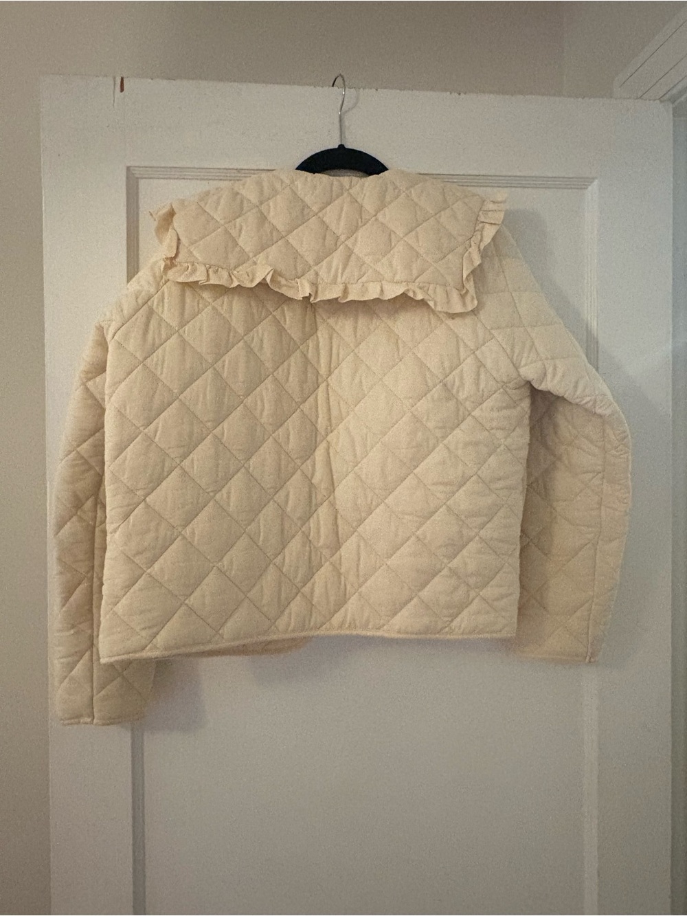 Quilted Ruffle Collar Jacket - Cream - Picture 2 of 3